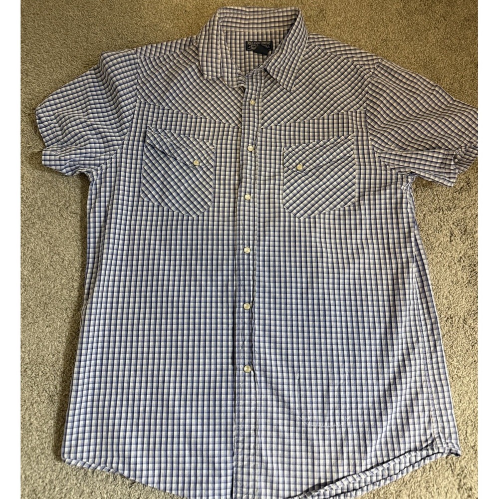Vintage Polo Jeans Co Ralph Lauren L Western Pearl Snap Shirt Blue Check Y2K